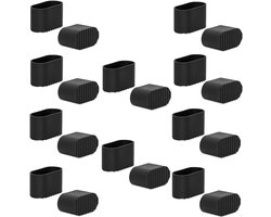 Stoelpoot Beschermers - 20 Stuks - Vloerbeschermer - Stoelpootdoppen - PVC - Stoel Sokken - Flexibel Ovaal - Anti-Kras - Meubelpoot - voor Hardhouten Vloeren - 16*34mm - Zwart