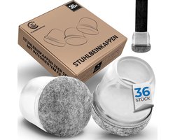 Stoelpootdoppen transparant met grijs vilt - ideaal voor schuine stoelpoten. Duurzame stoelpootbeschermers voor meubels met een diameter van 14-20 mm