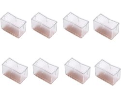 Stoelpoten cover set - 8 stuks, anti-slip rechthoekige vloerbeschermers met vilten pads voor tapijt meubels barkrukken bureauvoeten (transparant)