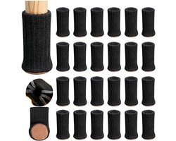 Stoelsokken - Elastische Stoelpoot Beschermers - 24 stuks - Premium Stoelsokjes - Vloerbeschermer - Stoelbeschermer - Stoelpoot Sokken - Stoelpoot Glijders - Meubelpoot - Stoelpoot Rubber - Poten voor Meubels - Zwart