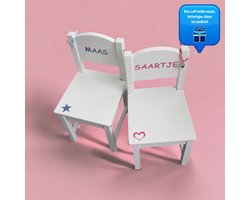 Stoeltje met (eigen) naam en symbool naar keuze | geboortestoeltje | kinderstoeltje | compleet gemonteerd | wit stoeltje van hout | kraamcadeau