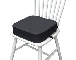 Stoelverhoger - Stoelverhoger eettafel - 34 x 34 x 9 cm - Zitverhoger - Stof en Spons - Demonteerbaar - Antislip stoelverhoging - Voor eetkamerstoel, eetkamer - Draagbare Stoelverhoger - Kinderstoelkussen - Donkergrijs