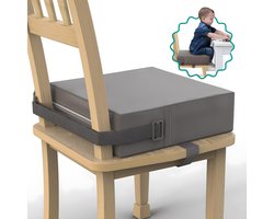 Stoelverhoger Voor Eetkamerstoel - Zitverhoger Voor Kinderen & Volwassenen - Stoelverhogers Voor Eettafel - Memory Foam Verhoogkussen - Booster Seat - Ergonomisch Comfort - Grijs