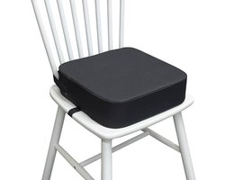 Stoelverhoger - Zitverhoger - Stoelverhoger eettafel - Donkergrijs - 34*34*9cm - Stof en Spons - Wasbaar - Demonteerbaar - Antislip stoelverhoging - Voor eetkamerstoel, eetkamer - Draagbare Stoelverhoger - Kinderstoelkussen