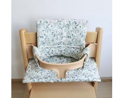 Stoelverkleiner bloemetjes libellen - kussenset bloemetjes libellen - stoelverkleiner voor stokke tripp trapp - kinderstoel verkleiner - stoel kussen