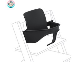 Stoelverkleiner voor Stokke Tripp Trapp – Babyset met Rugleuning & Beugel – Babyzitje voor Kinderstoel – Zwart