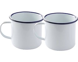 Stoere emaille mok Wit - set van 2 - Eenmannenkado.nl