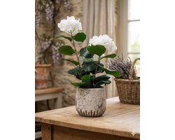 Stoere Grijze bloempot craquelé 15cm x 14cm - Landelijke pot