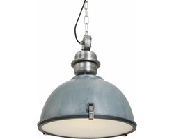 Stoere hanglamp Bikkel | 1 lichts | betonlook grijs | glas / metaal | Ø 42 cm | in hoogte verstelbaar tot 150 cm | eetkamer / woonkamer / slaapkamer lamp | industrieel / modern / robuust design
