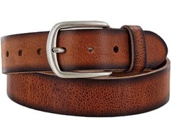 Stoere Leren Heren Riem | Kleur: Cognac | Heren Riem | 4cm breed | Riemmaat: 115 (totale lengte: 130cm) | 100% echt leer | Nikkelvrije gesp