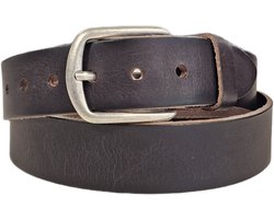 Stoere Leren Heren Riem | Kleur: Donker Bruin | Heren Riem | 4cm breed | Riemmaat: 105 (totale lengte: 120cm) | 100% echt leer | Nikkelvrije gesp