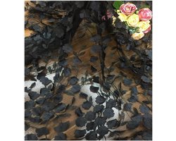 Stof, 130 cm x 1 m, 3D-bloemen, geborduurde tulestof, transparante netstof voor naaien, mode, kantstof voor doe-het-zelf, knutselen, bruiloftsjurk, tule rokken, kostuums, woondecoratie