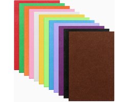 Stof, 20 x 30 cm, 12 kleuren, knutselvilt om te knutselen, gekleurde viltplaten, 3 mm, zwart, wit, bruin, groen, rood, geel, paars, blauw, roze, oranje, kleur voor doe-het-zelf handwerk