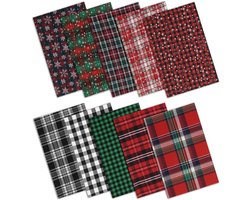 Stof, 50 cm x 40 cm, rechthoekige doek rood groen raster sneeuwvlok geruite patchworkstof restjes voor kerstdecoratie snoep cadeauverpakking naaiwerk doe-het-zelf
