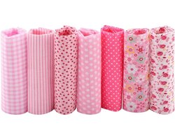 Stof Bundel Quilting naaien DIY Verschillende Pre-Cut Stof Vierkante Vellen voor Craft Patchwork 7 stks van 9.8" roze