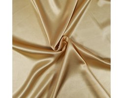 Stof - coupon van 3 meter soepele satijnstof polyester/elastaan - Prachtige kwaliteit - Stof voor jurk, rok of tuniek (goud)