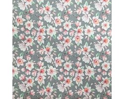 Stof, decoratie, bekleding, kussens, gordijnen, tassen, tafelkleden, 300 cm lengte x 280 cm breed, shabby-chic-bloemen, grijs, roze, 3 meter