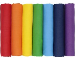 Stof, effen, 45 cm x 50 cm, voorgesneden stofpakketten voor naaien, quilten, knutselen, kunst (regenboog)