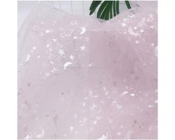 stof glittergaren, 160 cm breed, tule glitter, ster, maan, pailletten, netgaren, decoratiestof, kostuumstof om te naaien, per meter, kleurrijke tulestof, rol met kleine pailletten,