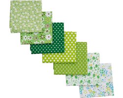 Stof groen - 7 lapjes - 24 x 25 cm - quilt - patchwork