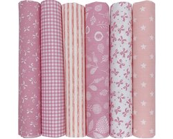 Stof Katoen 50 cm x 50 cm Katoenen Stof Patchwork Pakket, Modieus Patroon Decoratieve Katoen Doek voor Naaien, Quilten, Kleding maken, Craft, Decoratie, Handwerk (Roze)
