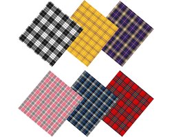 Stof, Kerst Charm Packs 6 Patronen Polyester Katoen Buffalo Plaid Geruite Gingham Quilten Stof Patchwork, Voorgesneden Tartan Doek Bundels voor DIY Craft Home Decor