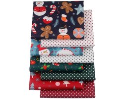 Stof Kerst - pakket 8 lapjes - 20 x 25 cm - home deco - quilt - patchwork - Kerstmis