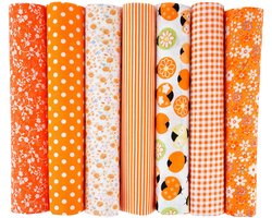 Stof oranje - 7 lapjes - 24 x 25 cm - quilt - patchwork