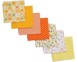 Stof oranje - geel - 7 lapjes - 24 cm x 25 cm - quilt - patchwork