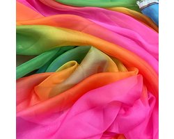 Stof organza per meter 150 cm breed (regenboog, 4,6 meter)