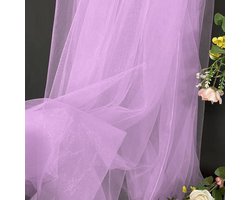 Stof, paars, organza, 3 m x 160 cm, tule stoffen per meter, voor doe-het-zelf tafel, feest, boog, bruiloft, decoratie, tule rok, sluier