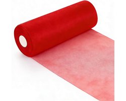 Stof Rol van Organza, 30 cm x 92 m, voor Bruiloft Decoratie, DIY Crafts, Boogjes en Feestdecoratie (Rood)