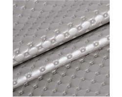 Stof Sheet Litchi Leer voor DIY Project Bekleding Getextureerde Materiaal Achtergrond Muur Schuifdeur Imitatie Lederen Sofa Stof Breedte 1.38m-Zilver 1.38x4m
