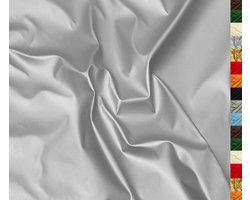 Stof spandex stretch glad mat mat kunstleer vinyl materiaal 140cm 55" breed 230gsm One Way Stretch verkocht per meter - halve meter 50cm x 140cm zilver