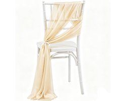 Stof, stoeldecoratie, tule, stoelstrikken, bruiloft, stoel, bruiloftsstoel, decoratie, tule, stoelslijpen, strikken, chiffon, decoratiestoffen voor bruiloft, feest, Kerstmis, champagne, 5 stuks
