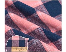 Stof Tartan stof van 100% katoen Karo-patroon katoenen doek Kerst plaid stofpakketten Patchwork vierkanten Meterstof voor naaien quilt DIY Blauw Roze 1M*150CM