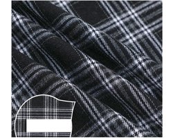 Stof Tartan stof van 100% katoen Karo-patroon katoenen doek Kerst plaid stofpakketten Patchwork vierkanten meterware voor naaien quilt DIY Zwart Wit 1M*150CM