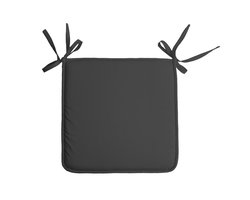 Stof Textile Home stoelkussens - antraciet - 38 x 38 x 3 cm - voor binnen - touwtjes sluiting - zitkussens plat - vierkant