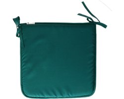 Stof Textile Home stoelkussens - emerald groen - 38 x 38 x 3 cm - voor binnen - touwtjes sluiting - zitkussens plat - vierkant