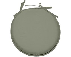 Stof Textile Home stoelkussens - groen - D40 x H3 cm - voor binnen - touwtjes sluiting - zitkussens plat - rond