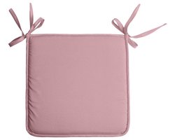 Stof Textile Home stoelkussens - oud roze - 38 x 38 x 3 cm - voor binnen - touwtjes sluiting - zitkussens plat - vierkant