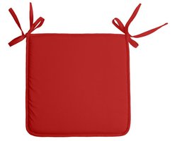 Stof Textile Home stoelkussens - rood - 38 x 38 x 3 cm - voor binnen - touwtjes sluiting - zitkussens plat - vierkant