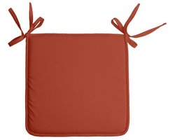 Stof Textile Home stoelkussens - terracotta - 38 x 38 x 3 cm - voor binnen - touwtjes sluiting - zitkussens plat - vierkant