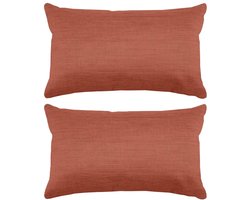 Stof Textile sierkussen Bea - 2x - terracotta - 30 x 50 cm - bank kussens - zitkussens - binnen/buiten - polyester
