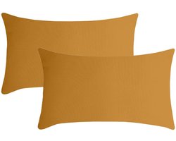 Stof Textile sierkussen Nelson - 2x - okergeel - 30 x 50 cm - bank kussens - zitkussens - binnen/buiten - polyester