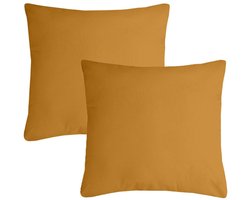 Stof Textile sierkussen Nelson - 2x - okergeel - 60 x 60 cm - bank kussens - zitkussens - binnen/buiten - polyester