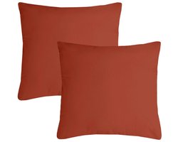 Stof Textile sierkussen Nelson - 2x - terracotta - 60 x 60 cm - bank kussens - zitkussens - binnen/buiten - polyester