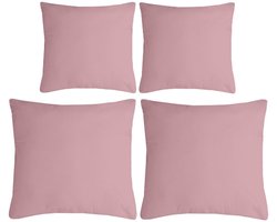 Stof Textile sierkussen Nelson - set 4x - roze - 2 formaten - bank kussens - polyester