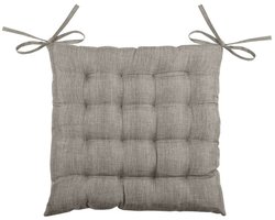 Stof Textile stoelkussen BEA - beige - 40 x 40 x 4 cm - touwtjes sluiting - binnen/buiten - zitkussens plat