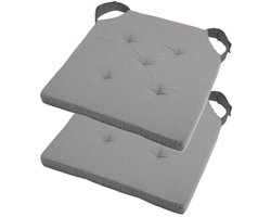 Stof Textile stoelkussen DUO - 2x - grijs - 38 x 38 x 4 cm - klittenband sluiting - zitkussens - binnen/buiten